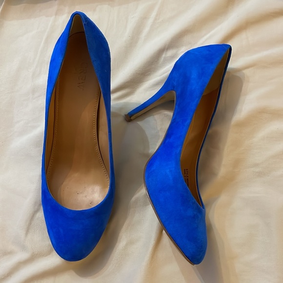 J Crew Factory Paulina suede pumps blue grotto color size 10 - Picture 6 of 8